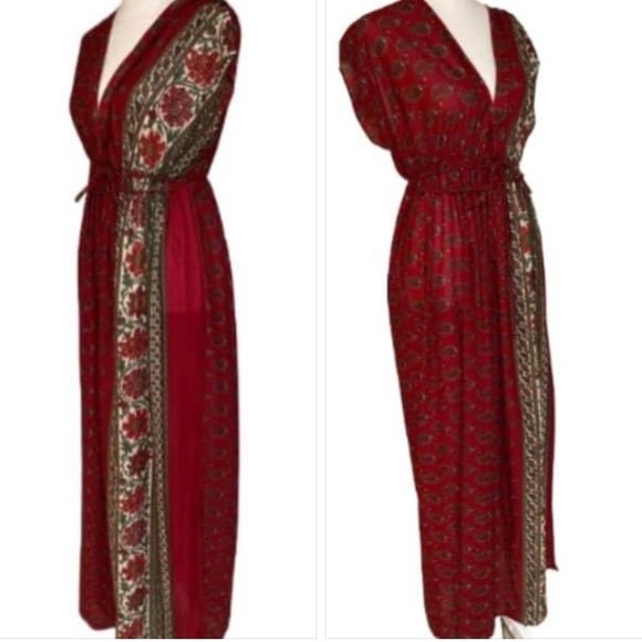 EUC Vintage Samye Split V-neck Maxi Dress Size Large - Picture 2 of 9